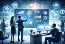 The Evolution of Intelligent Management: Modern Tools That Strengthen Teams and Improve Results Futuristic office with smart analytics tools