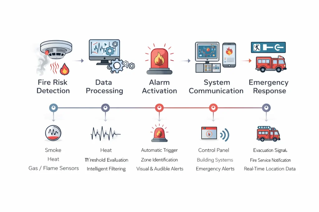 Advanced fire detection process flowchart