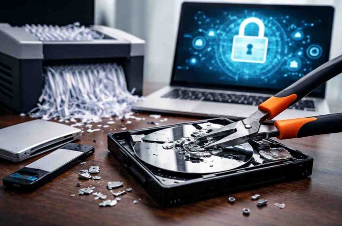 Secure data disposal setup on desk