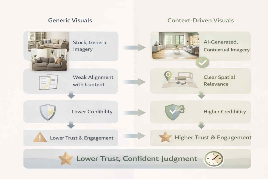 Stock visuals vs. AI-driven design comparison