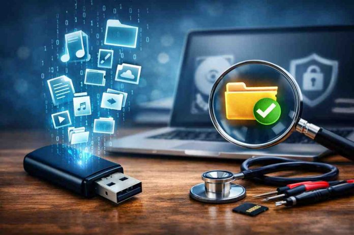 USB data recovery concept with tools
