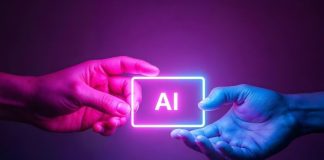 Companies Are Getting AI Integration Wrong and How Unified Systems Integration Eliminates Software Bloat two human hands holding a colorful neon AI light representing AI integration