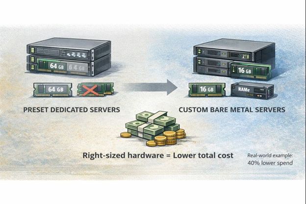 depiction of cost analysis of bare metal servers versus dedicated servers