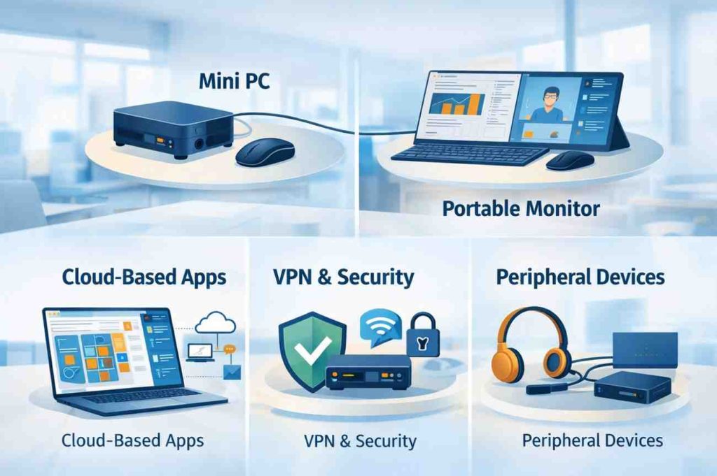 Compact computing tools for mobile setups