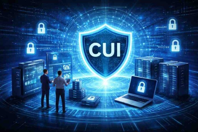 Cybersecurity shield and engineers in action