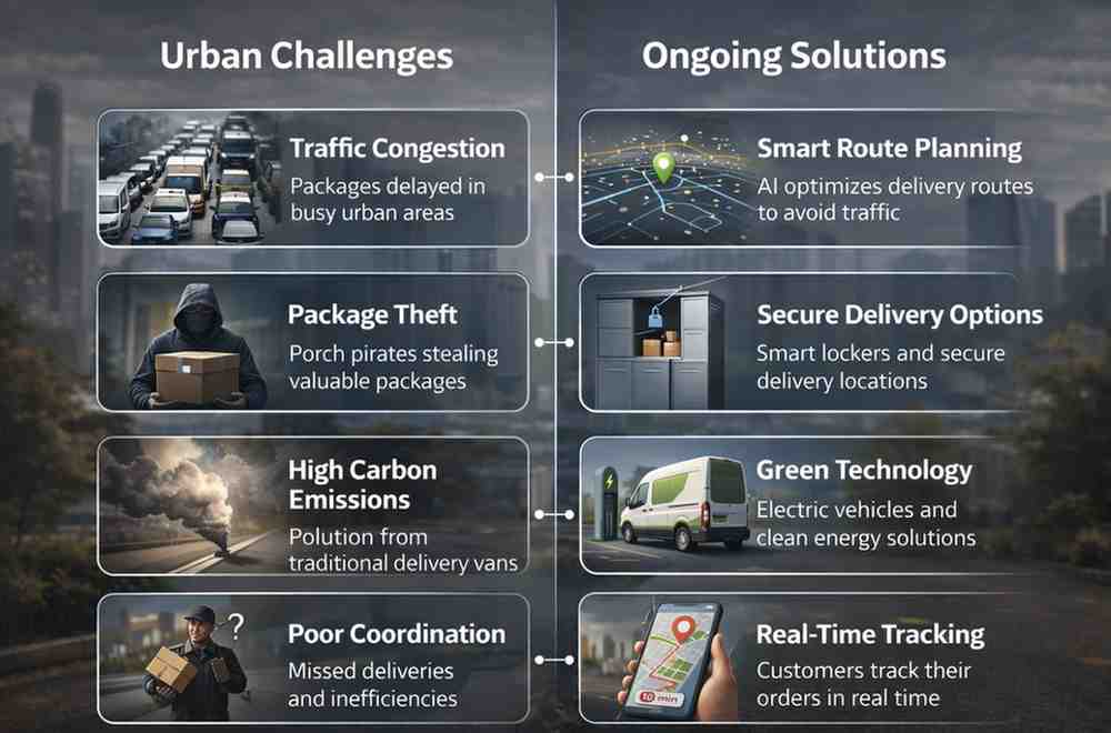 Urban challenges and solutions infographic