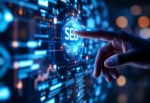 Structural Signal Modeling for Search Optimization Using ML man using index finger and touching a digital interface for search optimization in structural signal modeling