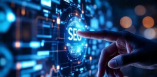 Structural Signal Modeling for Search Optimization Using ML man using index finger and touching a digital interface for search optimization in structural signal modeling