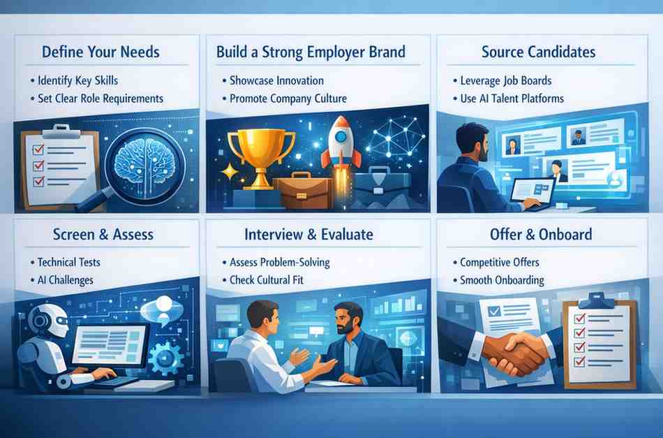 AI talent hiring process infographic