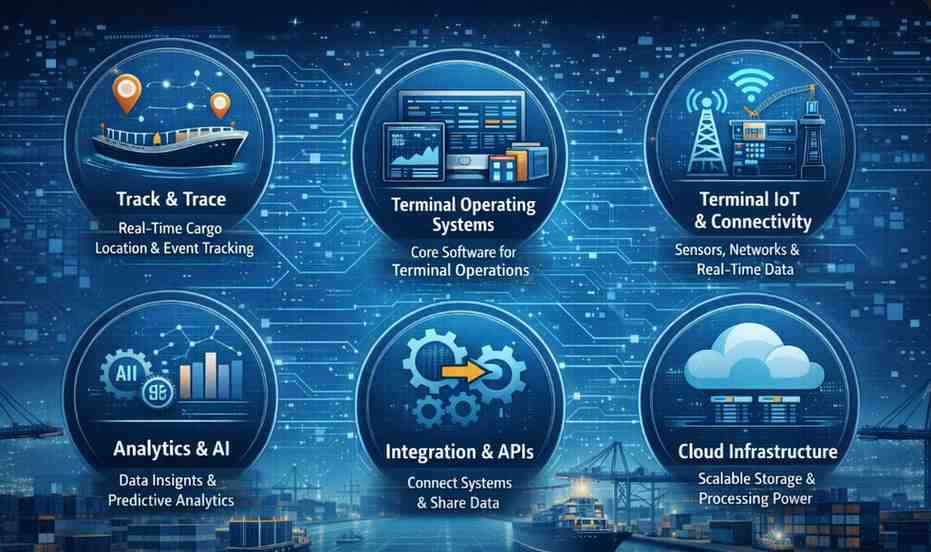 Futuristic digital terminal platform infographic