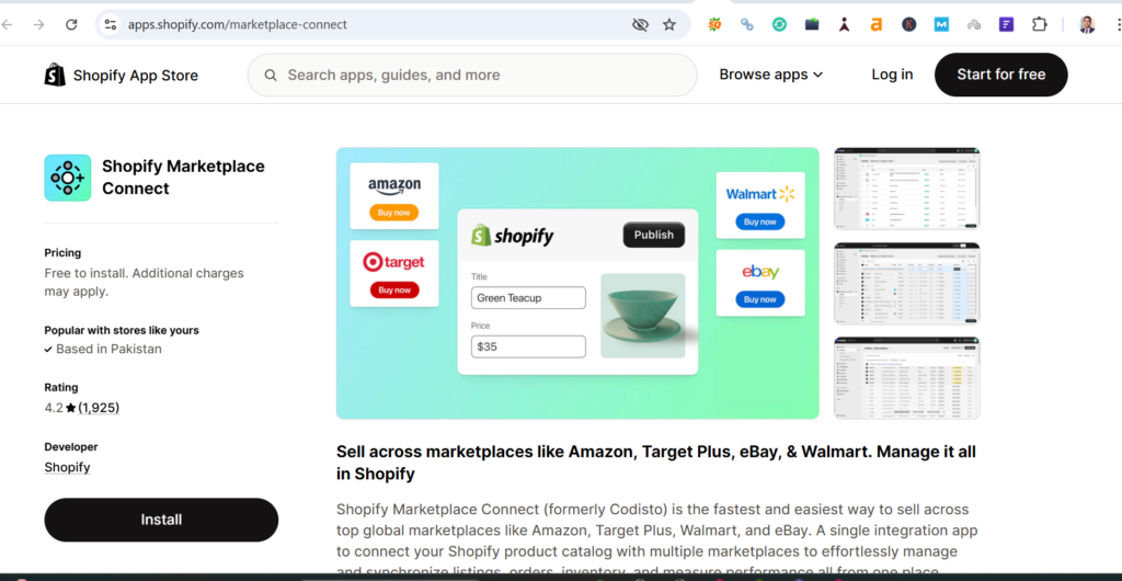 Marketplace Connect app for stores