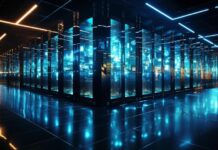 The AI Data Center Boom: New Ideas, Money, and Problems on the Way picture of a large illuminated AI data center