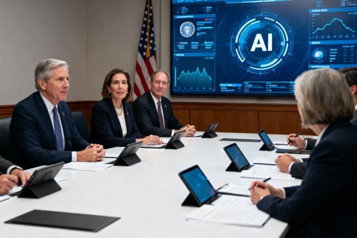 ai-framework government officials around table discussing national AI framework