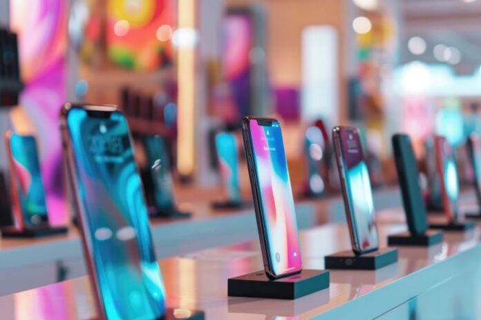 wrong-pickups-mobile-phones cell phones in smart phone store helping to prevent wrong pickups