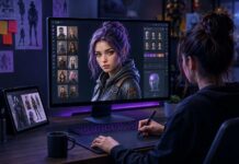 Best Platforms to Create AI Characters Online in 2026 Futuristic workspace for character design