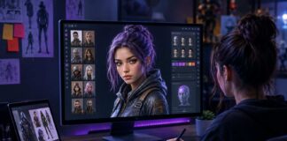 Best Platforms to Create AI Characters Online in 2026 Futuristic workspace for character design