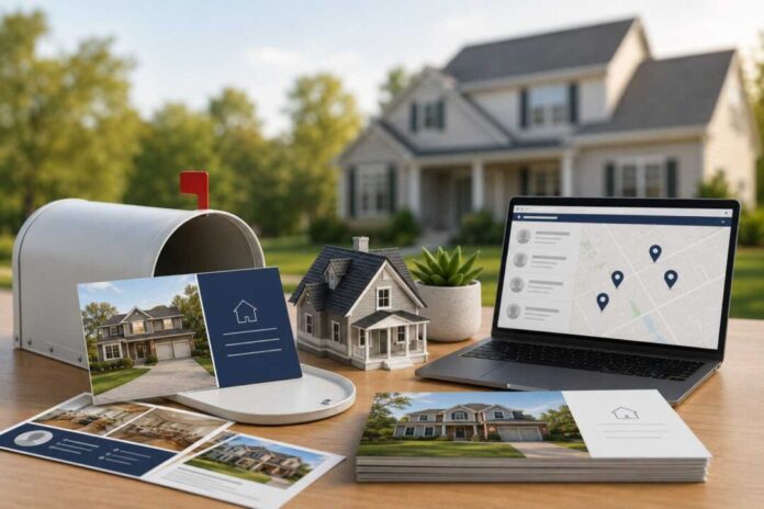 Real-estate-marketing-desk-setup