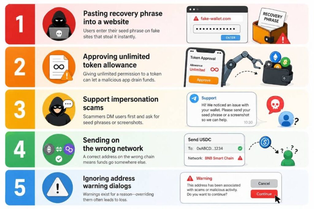 Security mistakes in cryptocurrency transactions