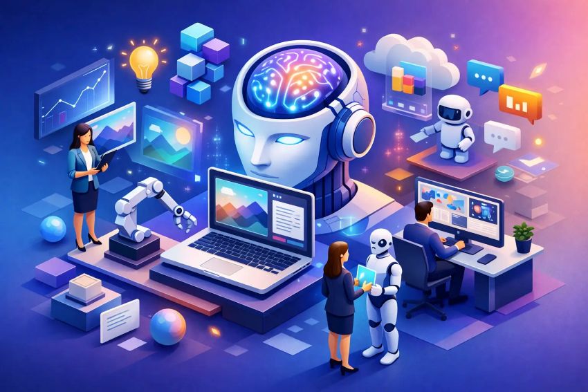 computer rendered image of generative AI in business