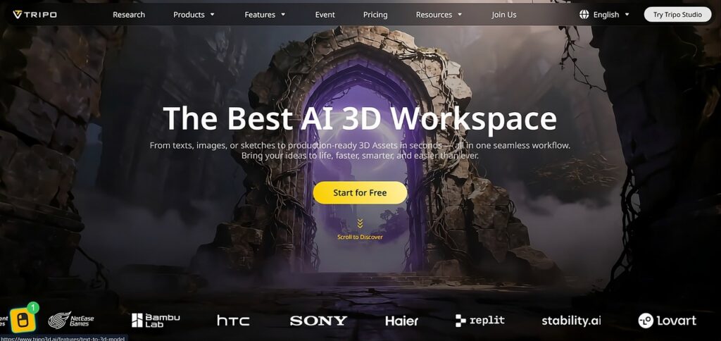 image of the app tripo that enables modeling workflow