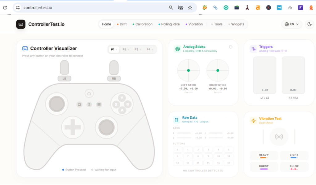 ControllerTest.io as a Best Modern Gamepad Tester Suite