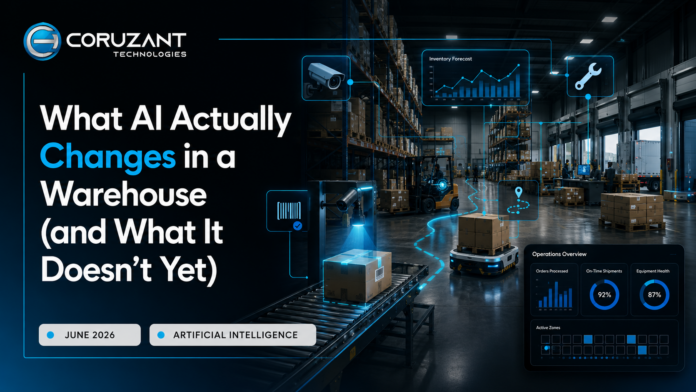 Coruzant Technologies - What AI Changes in Warehouse What AI Actually Changes in a Warehouse (and What It Doesn't Yet)