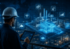 Beyond the Process Map: Unlocking Deep Operational Visibility with Digital Twins Futuristic industrial dashboard interaction