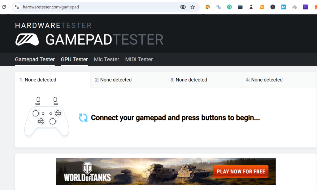 Hardwaretester.com as a Best All-Round Gamepad Tester