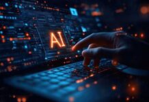 Choosing the Best AI Development Company in the USA hand touching screen of ai development company