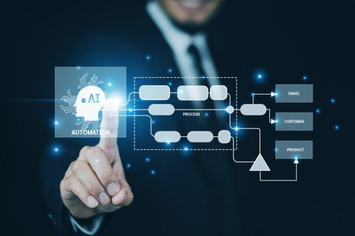businessman-adopts-ai-automation-enhance-productivity-reduce-operational-costs-drive-innovation-fastchanging-digital-economy man using enterprise ai for automation