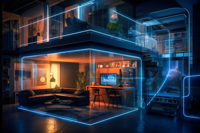 cuttingedge-smart-home-concept-formed-by-interlocking-digits-highlighting-integration-advanced-technology-domestic-spaces smart home technology drawing