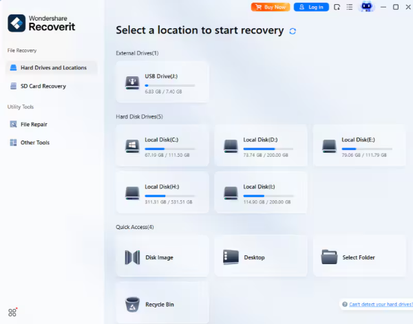 step 1 to recover deleted photos with recoverit
