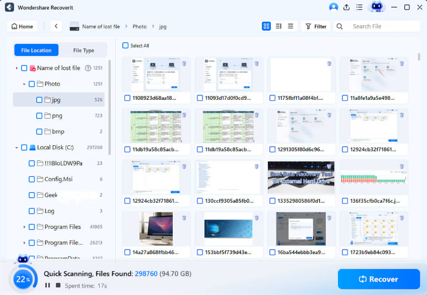 step 2 to recover deleted photos with recoverit