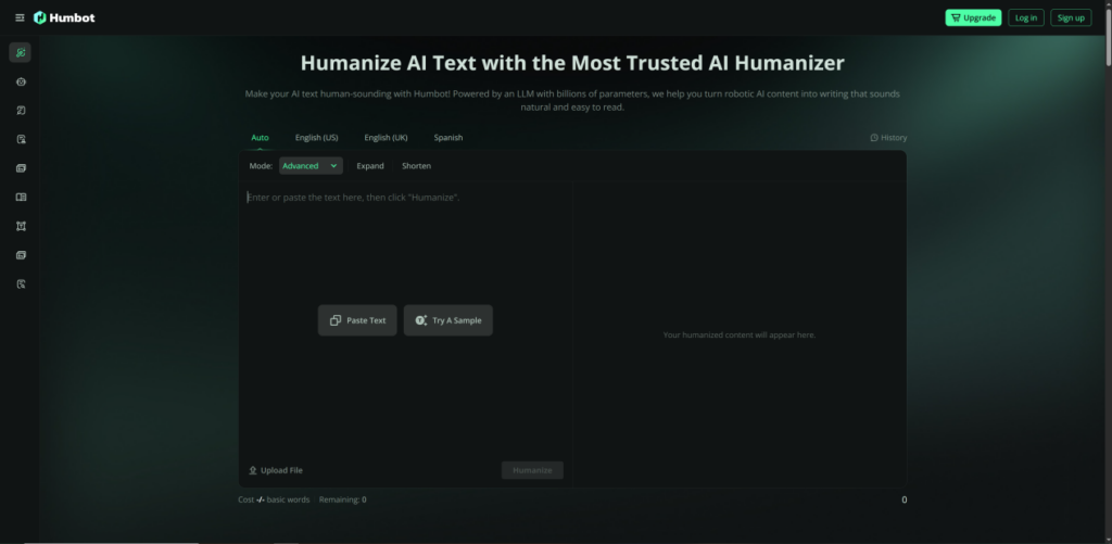 image of humbot ai humanizing ai text for easier human reading