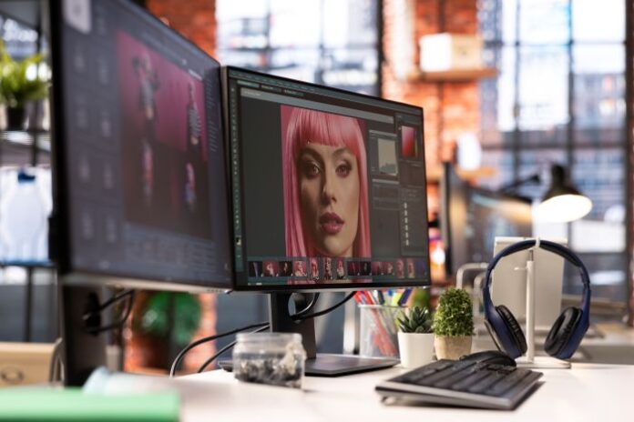 modern-creative-office-photo-editor-with-ai-retouching-software editing with fotor