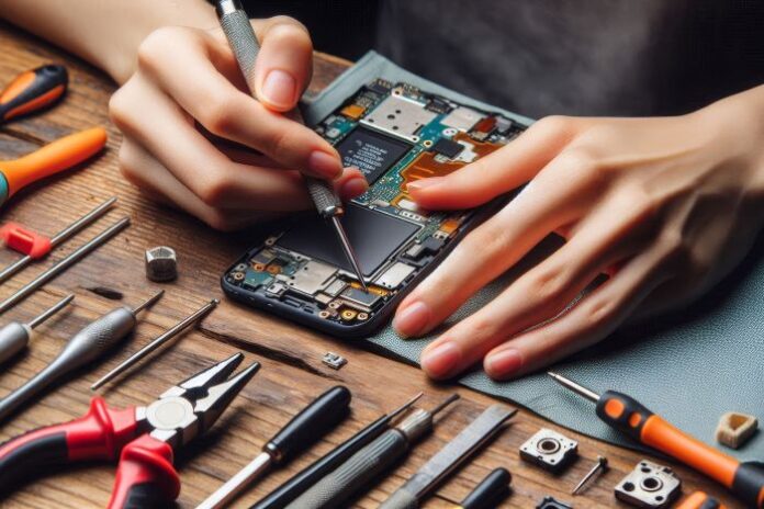 professional-smartphone-repair-closeup-hands-working-mobile-device hands performing device repair