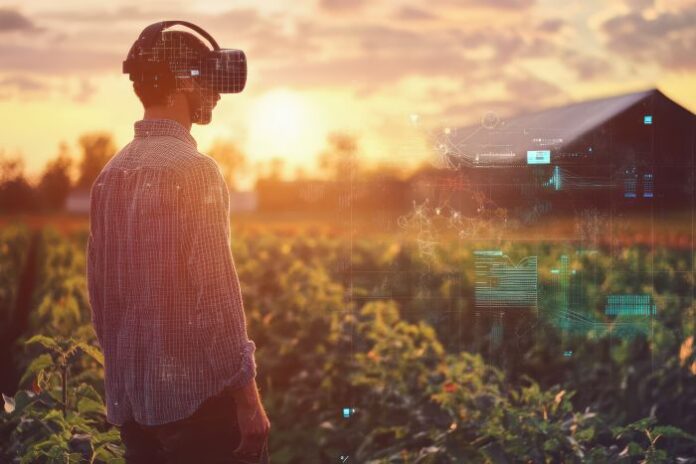 virtual-reality-farming person using reliable internet on farm