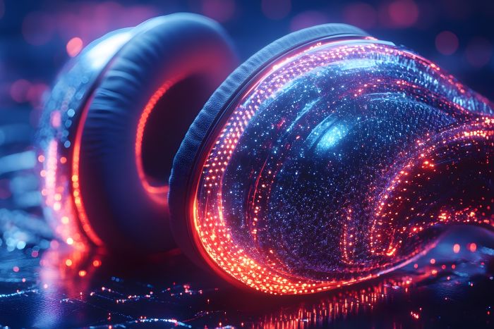 glowing headphones using music from mp4 to mp3 conversion