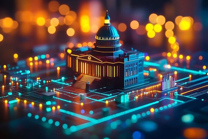 3d-illustration-building-with-dome-circuit-board-background ai engineers helping the white house