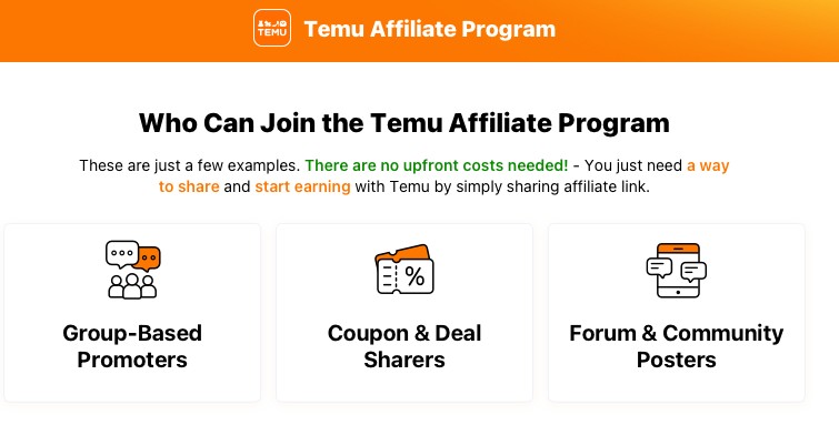 why join the social groups temu affiliate program