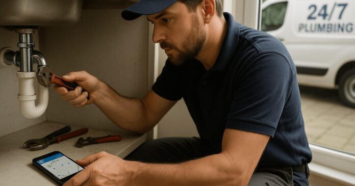 a plumber working