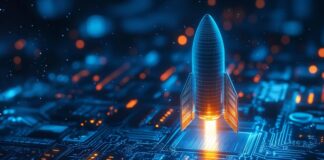 How to Build a Startup Website Without Hiring a Developer rocket showing a startup website