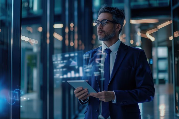 man working with modern businesses