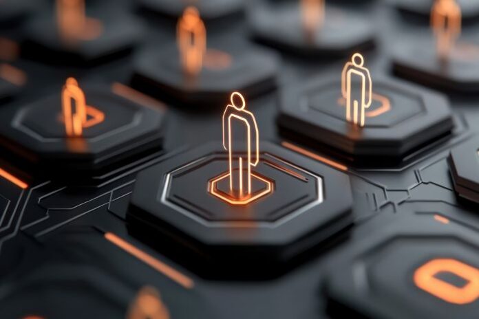close-up-keyboard-with-glowing-orange-buttons-ai image of local leads walking