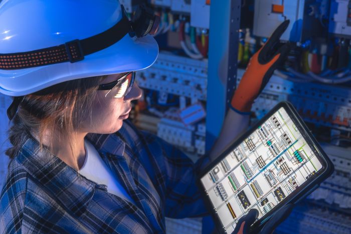 female performing field service operation