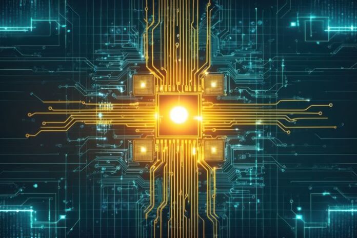 futuristic-digital-circuit-background-with-glowing-blue-lines-lights circuit board showing higher frequency pcb