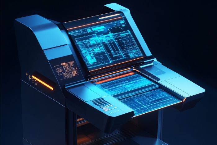 screen with modern label printers