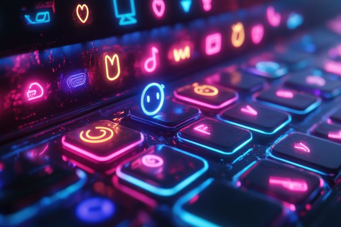 keyboard showing social media