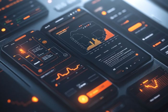 image of phone with 3 different mobile app designs