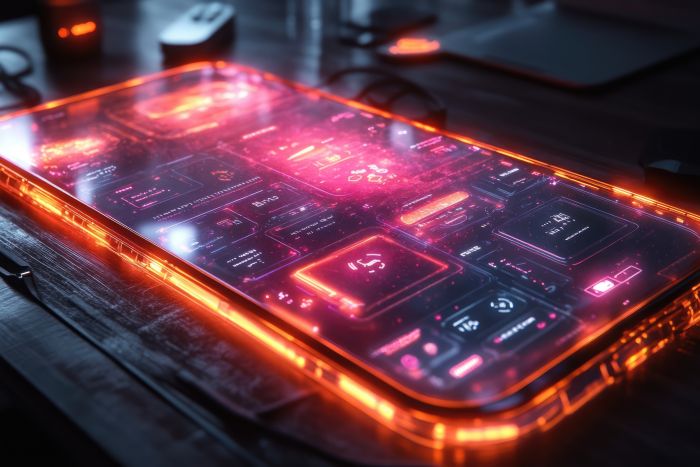phone using futuristic mobile app design